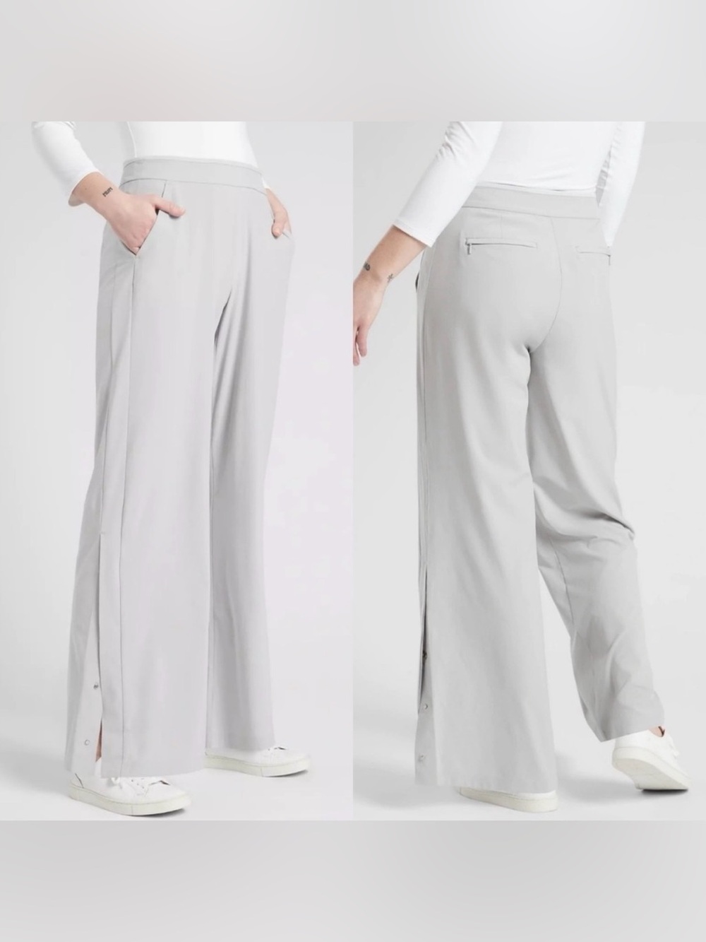 Athleta Gramercy Track Pant Snap Button Hem in Tern Gray 16T
